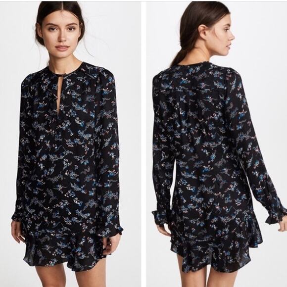 Veronica Beard Preston Silk Floral Ruffle Mini Dress Sz 2 - Picture 2 of 11